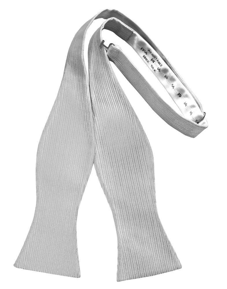 Silver Faille Silk Self Tie Bow Tie