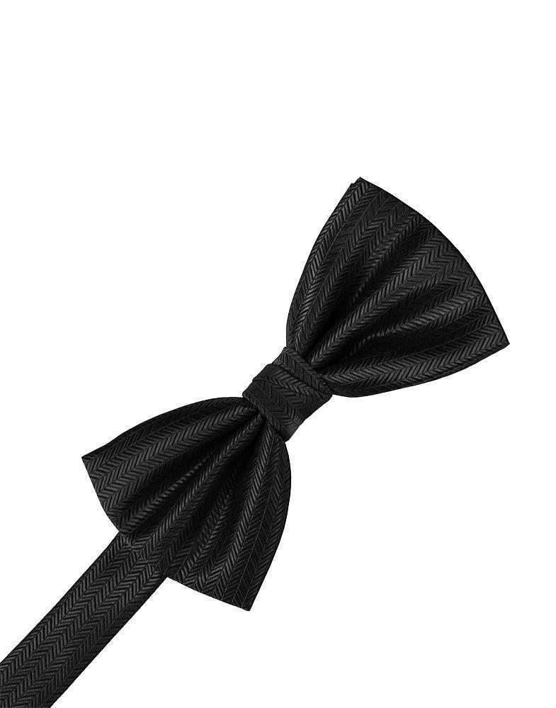 Black Herringbone Bow Tie
