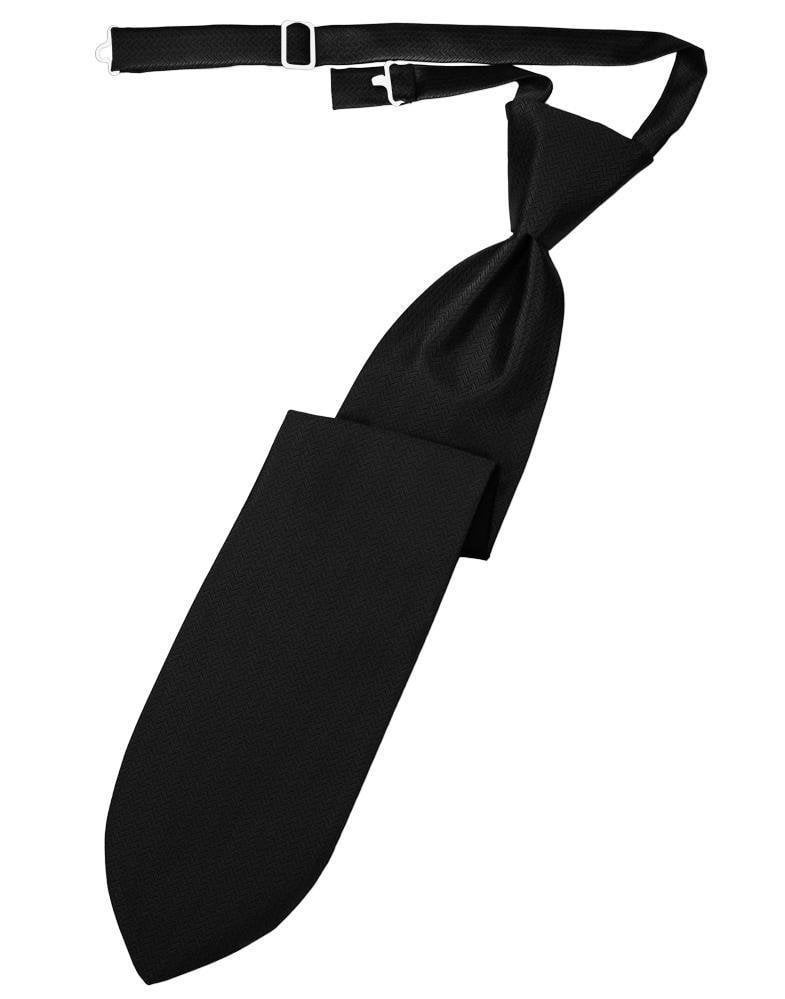 Cardi Black Herringbone Kids Necktie