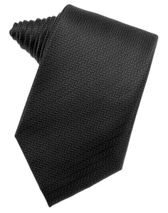 Black Herringbone Necktie