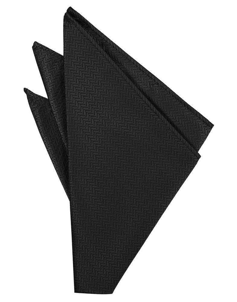 Cardi Black Herringbone Pocket Square