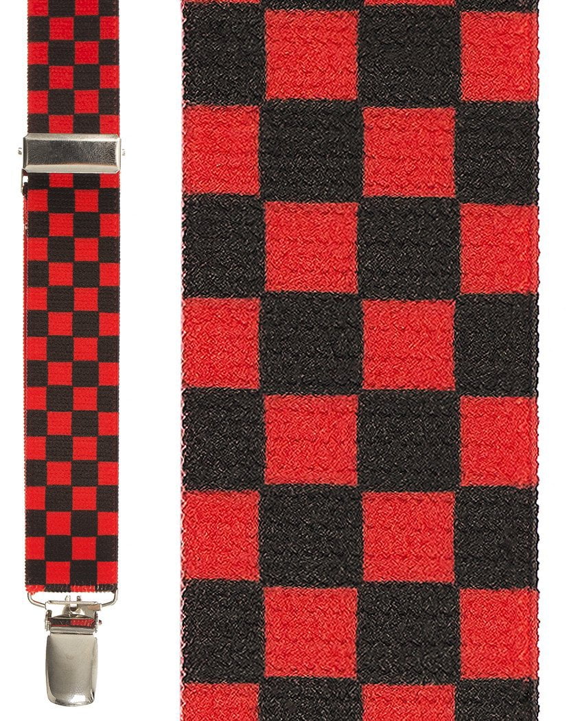 Burgundy Checkers Suspenders –