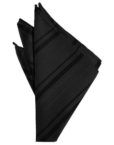 Cardi Black Striped Satin Pocket Square