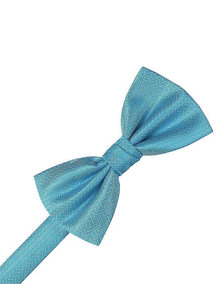Blue Ice Herringbone Bow Tie