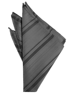 Cardi Charcoal Striped Satin Pocket Square