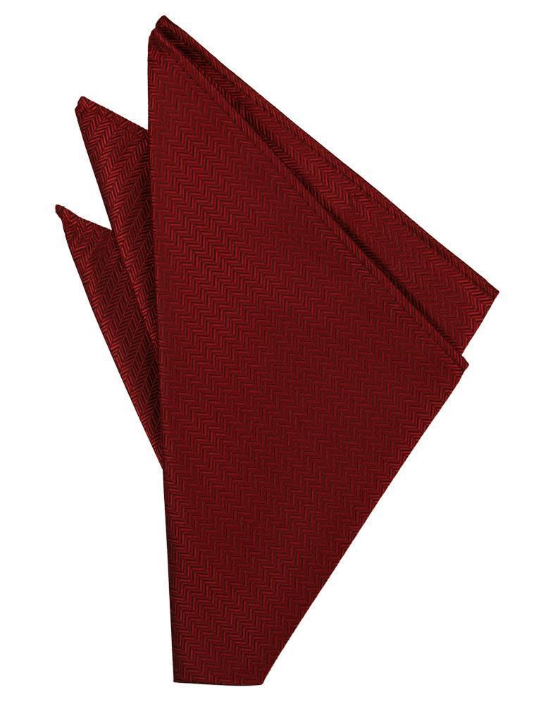 Cardi Claret Herringbone Pocket Square