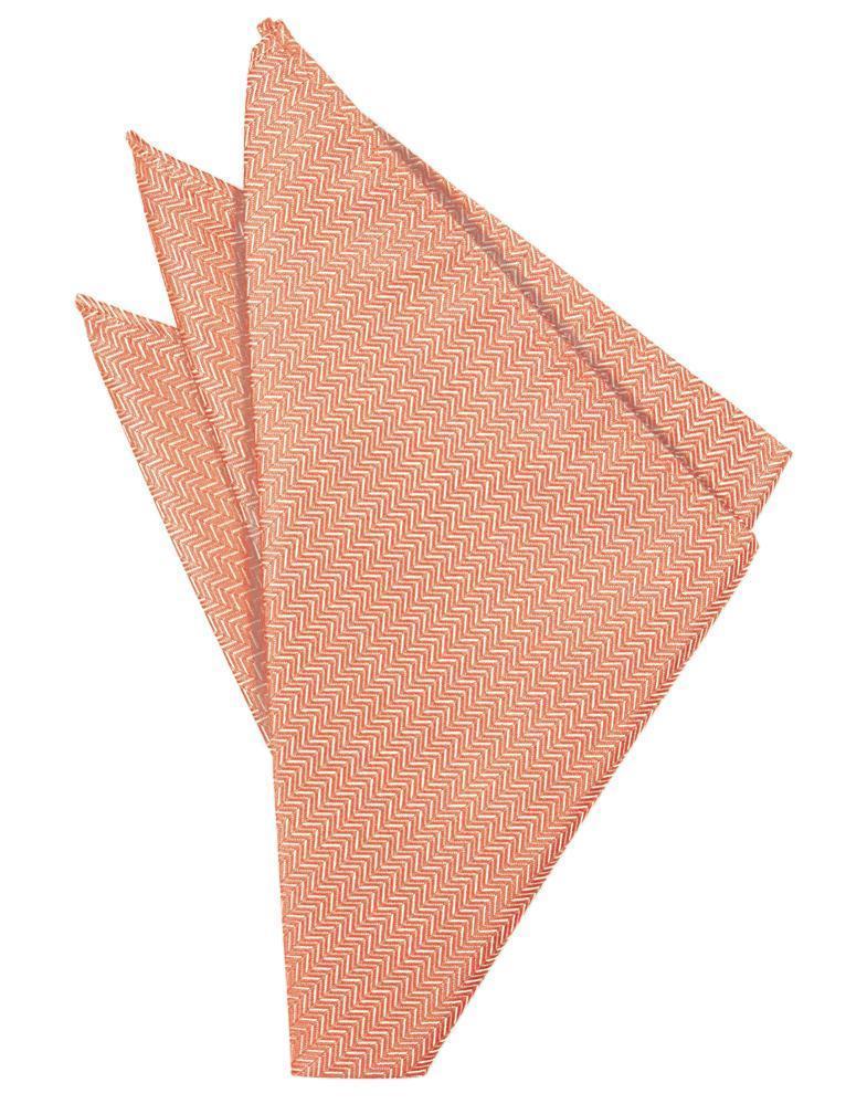 Cardi Coral Herringbone Pocket Square