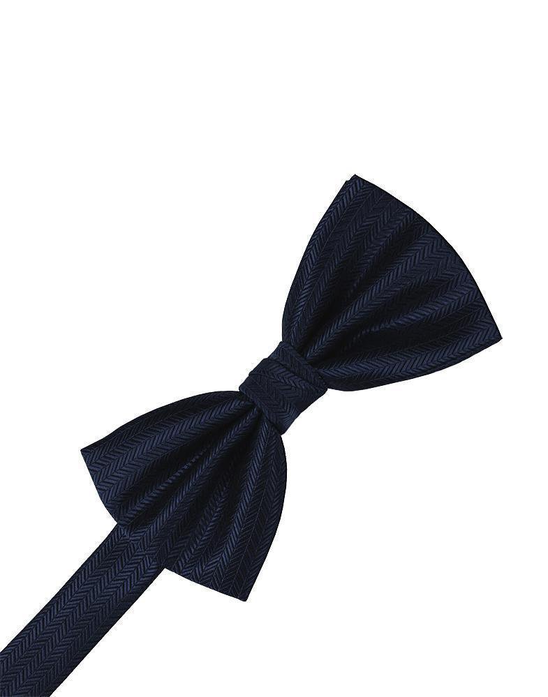 Navy Herringbone Bow Tie