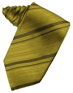 New Gold Striped Satin Necktie