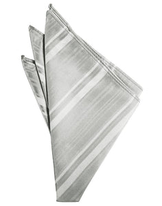 Cardi Platinum Striped Satin Pocket Square