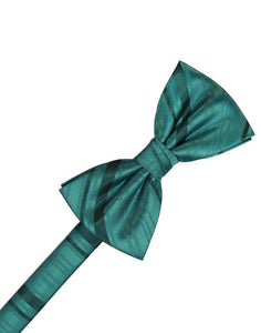Jade Striped Satin Bow Tie