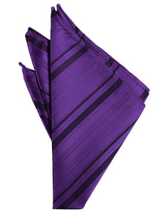 Cardi Purple Striped Satin Pocket Square