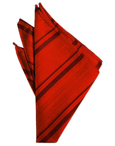 Cardi Scarlet Striped Satin Pocket Square