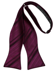Cardi Self Tie Wine Striped Satin Bow Tie