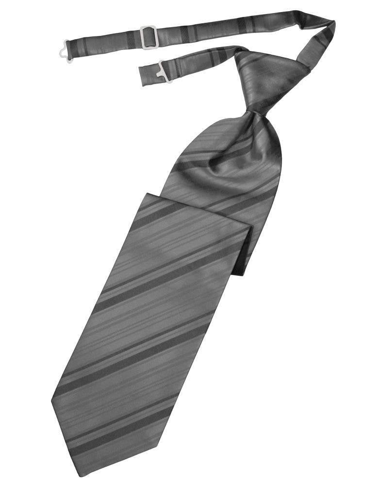 Cardi Silver Striped Satin Kids Necktie