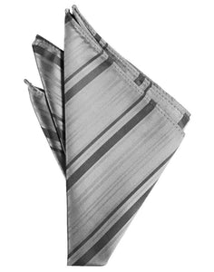 Cardi Silver Striped Satin Pocket Square