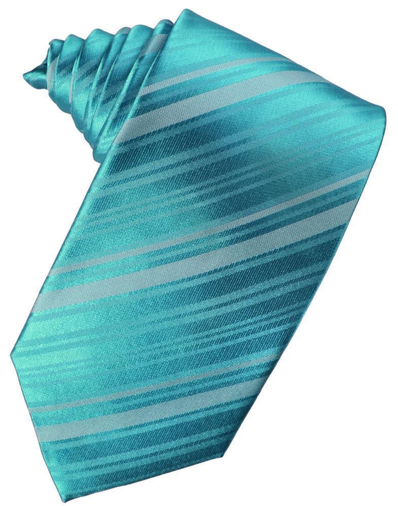 Turquoise Striped Satin Necktie