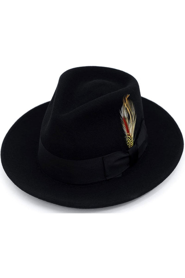 Classic Collection Black Premium Wool Fedora Hat