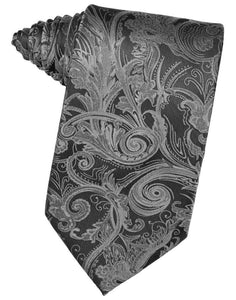 Silver Paisley Silk Necktie